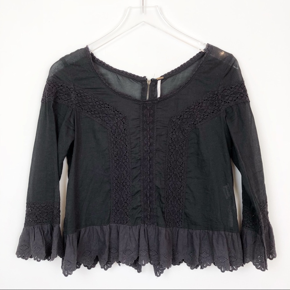 Free People Anthropologie Boho Eyelet Lace Shirt